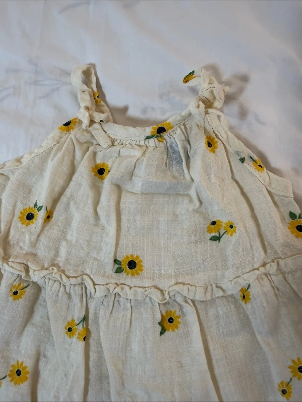 Old Navy Baby Girls Cream Sunflower Dress and Bloomer Set